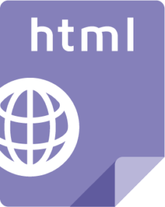 icon with the words 'HTML'