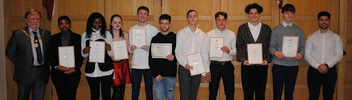 The Leigh UTC students are shown posing for the camera with their certificates for the Duke of Edinburgh Award.
