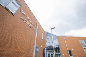 Exterior shot of the Wilmington Academy building taken from an angle.