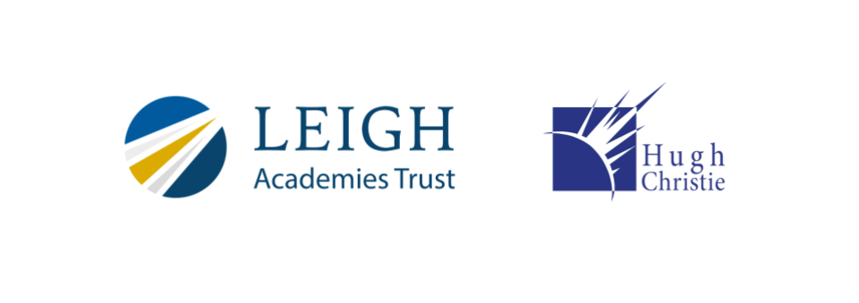 Hugh Christie School and Leigh Academies Trust logos