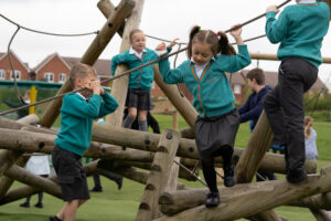 Students on a climbing frame from Leigh Academy Langley Park